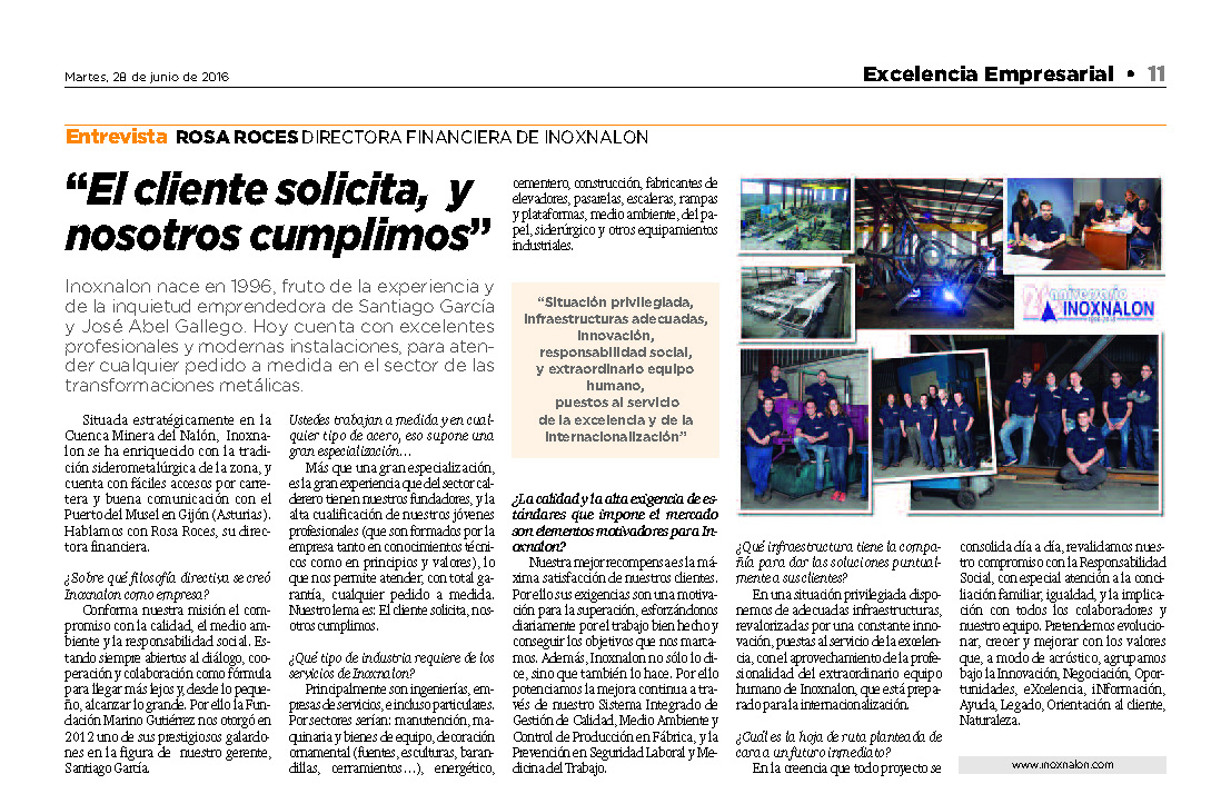 Excelencia empresarial Inoxnalón